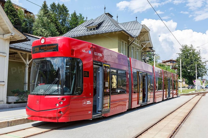 Stubaitalbahn Innsbruck tram Bombardier tramway local traffic stop Fulpmes
