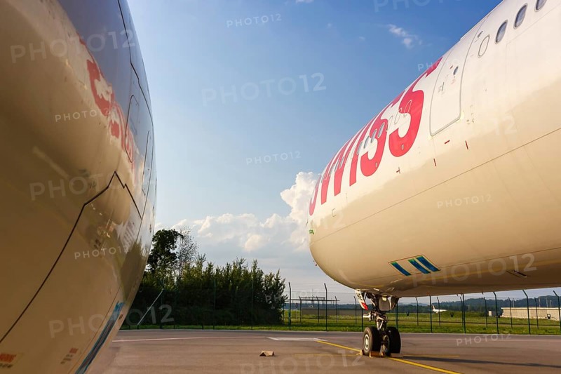 An Airbus A330-300 aircraft of Swiss with the registration HB-JHE at Zurich airport