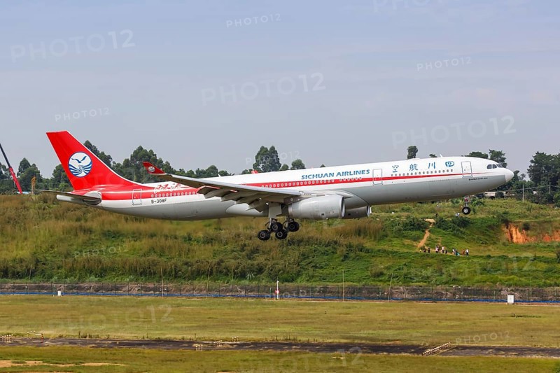 An Airbus A330-300 aircraft of Sichuan Airlines with registration number B-308F at Chengdu airport