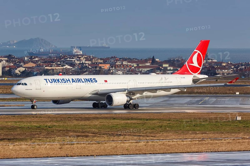 An Airbus A330-300 aircraft of Turkish Airlines with registration TC-LNE at Istanbul Ataturk Airport