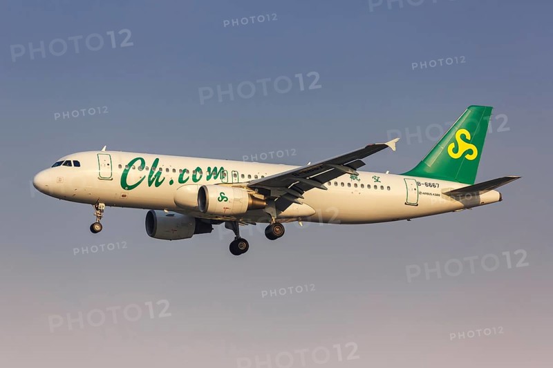 A Spring Airlines Airbus A320 with registration number B-6667 at Shanghai Hongqiao Airport
