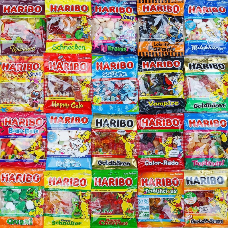 Haribo gummy bears different varieties wallpaper square