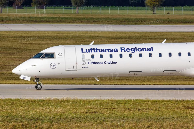 A Bombardier CRJ-900 of Lufthansa Regional CityLine with the registration D-ACKD at Munich Airport