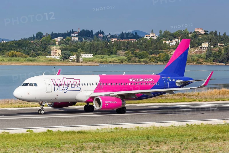 An Airbus A320 aircraft of Wizzair with registration number HA-LWR at Corfu Airport