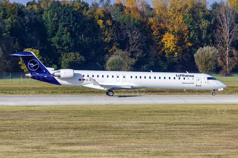 A Bombardier CRJ-900 of Lufthansa CityLine with the registration D-ACNW at Munich Airport