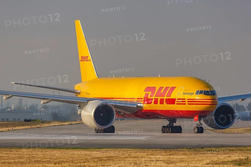 A Boeing 777F aircraft of DHL with registration D-AALL at Leipzig Halle Airport