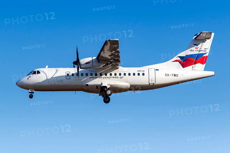 An ATR 42-500 aircraft of Sky Express with registration number SX-TWO at Athens Airport