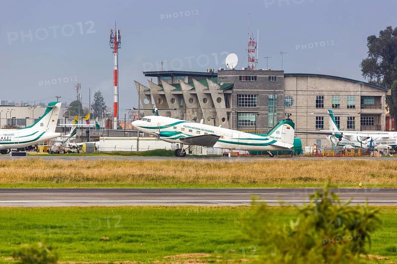 A Douglas Basler BT-67 Turbo-67 DC-3 aircraft of the Policia Nacional de Colombia PNC with registration PNC 0213 at Bogota Airport
