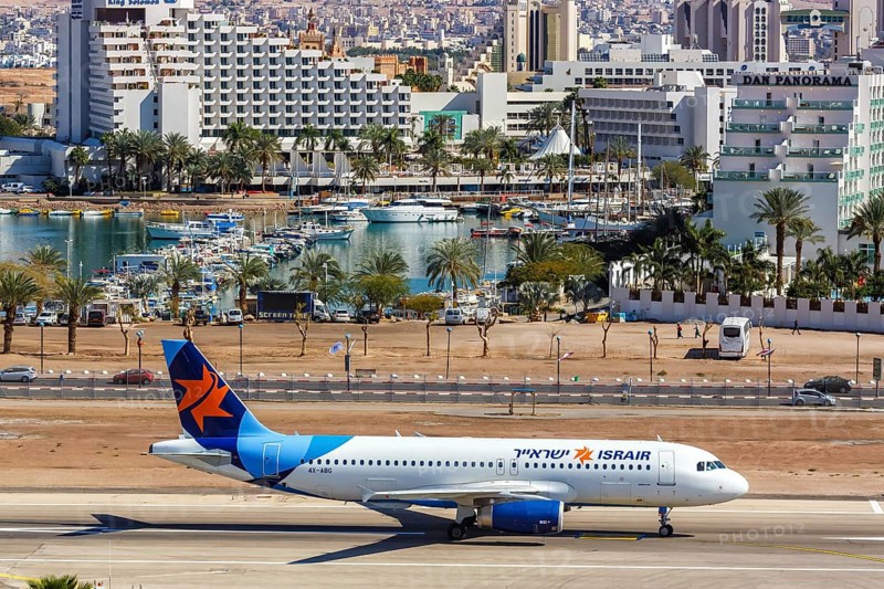 An Israir Airbus A320 with registration number 4X-ABG at Eilat Airport