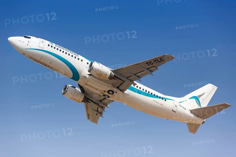 A Boeing 737-400 aircraft of Tailwind Airlines with registration TC-TLC at Tel Aviv Airport