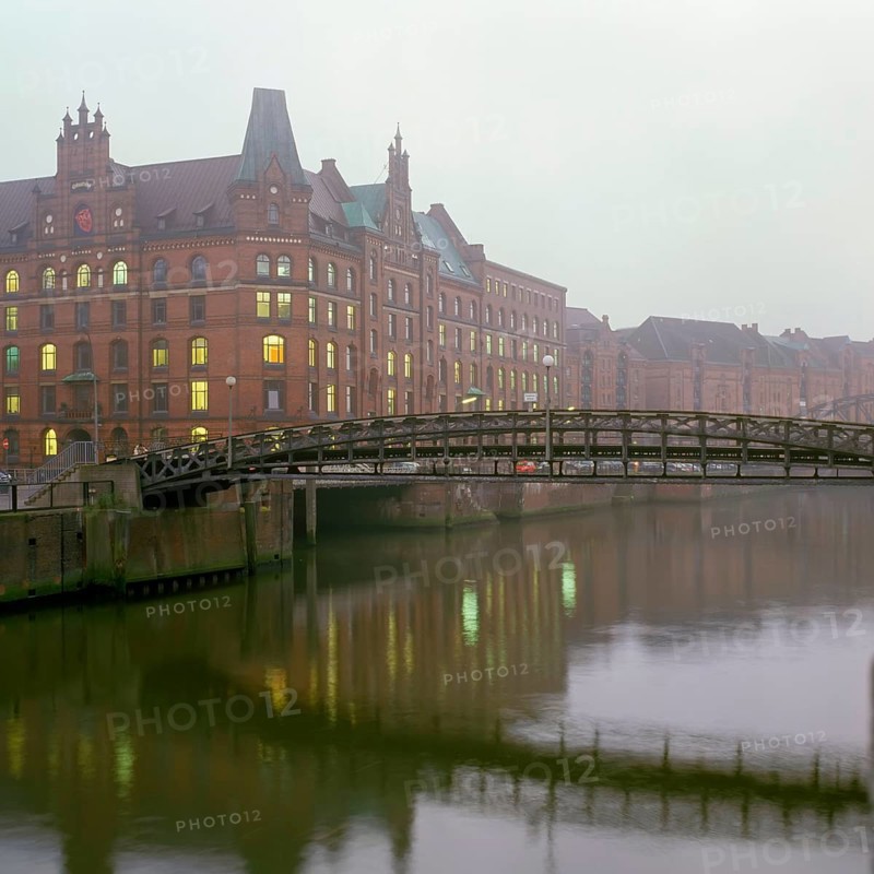 Speicherstadt Hamburg in fog
