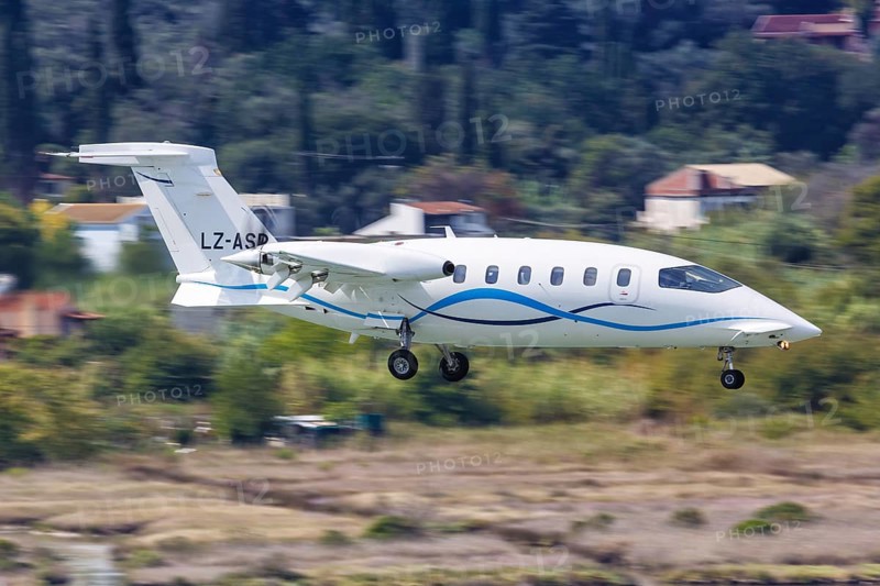A Piaggio P-180 Avanti II aircraft of Aviostart with registration LZ-ASP at Corfu Airport
