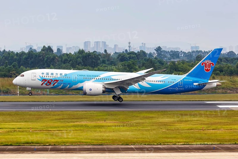 A China Southern Airlines Boeing 787-9 Dreamliner aircraft with registration number B-1168 at Chengdu Airport