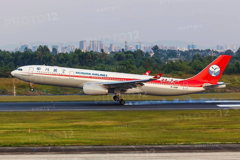 An Airbus A330-300 aircraft of Sichuan Airlines with registration number B-308F at Chengdu airport