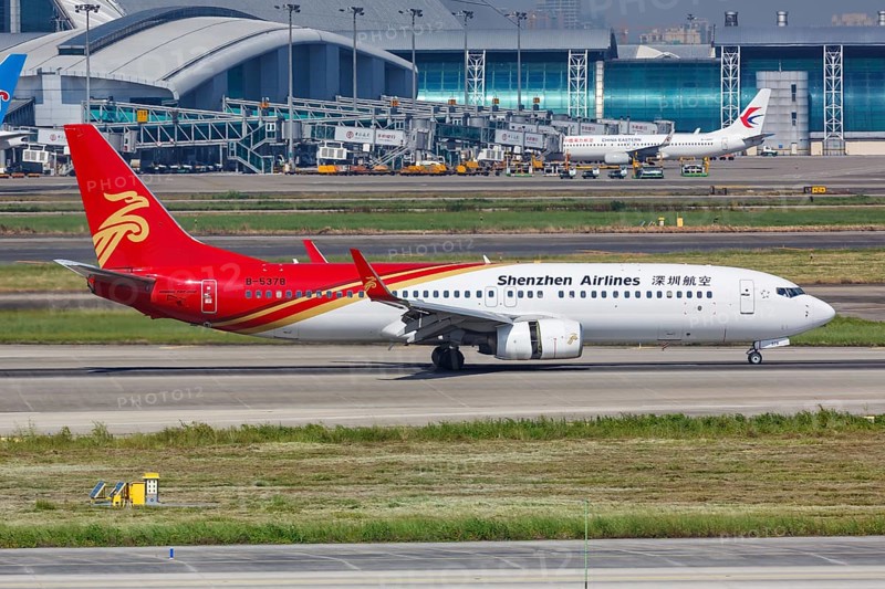 A Shenzhen Airlines Boeing 737-800 aircraft with registration number B-5378 at Guangzhou Airport