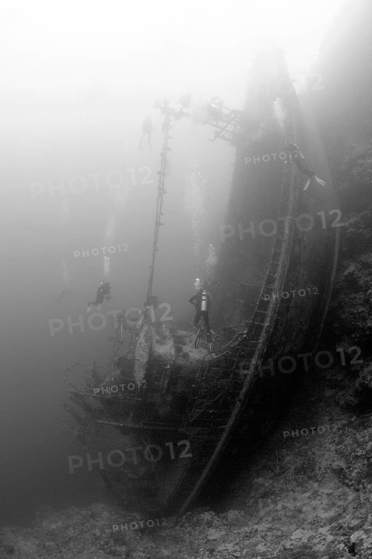 Upright tuna boat wreck