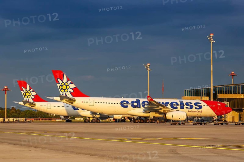Airbus A330-300 aircraft of Edelweiss at Zurich Airport