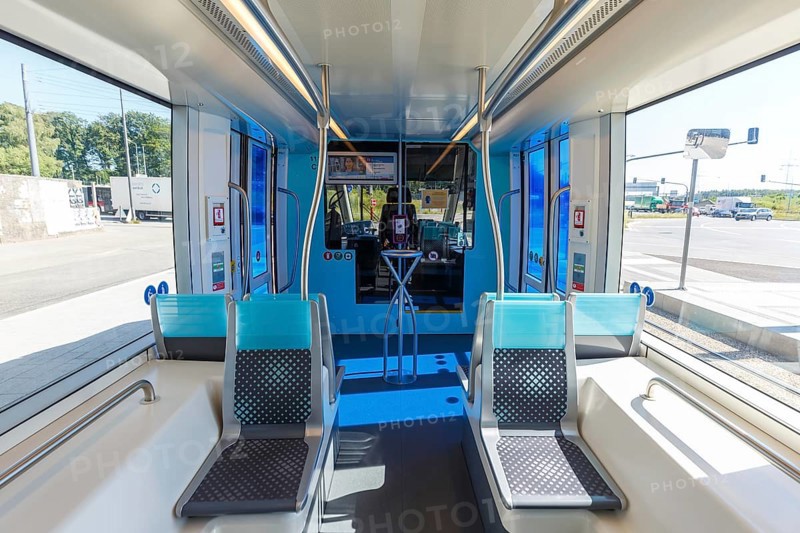 Tram Luxtram tramway tram CAF vehicle interior public transport in Luxembourg
