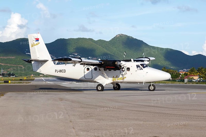 A DHC-6-300 Twin Otter of Winair with the registration PJ-WCD at the airport St. Maarten