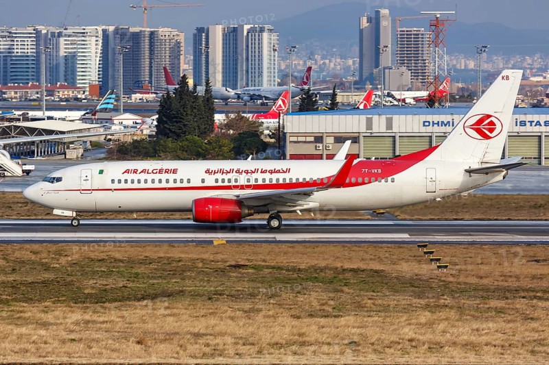 An Air Algerie Boeing 737-800 with registration number 7T-VKB at Istanbul Ataturk Airport