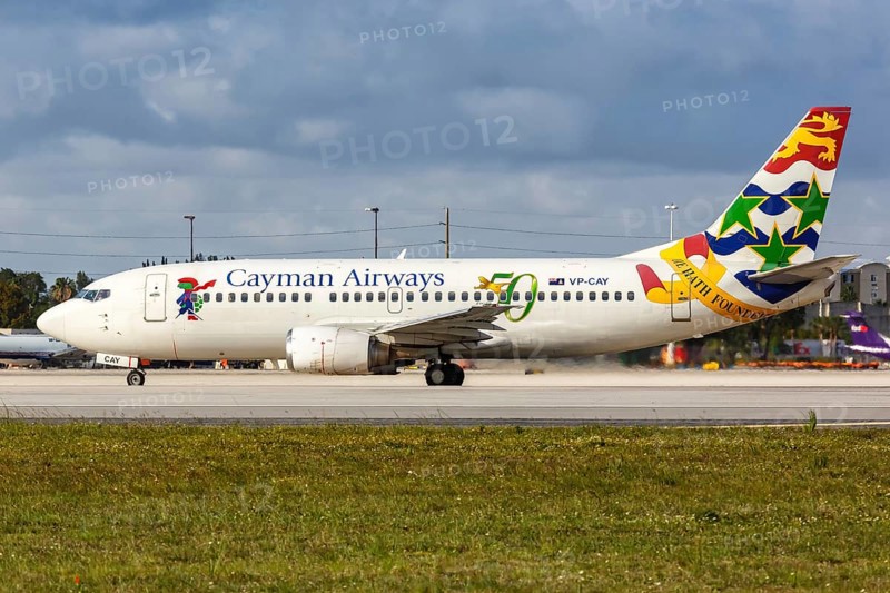 A Boeing 737-300 aircraft of Cayman Airways with the registration VP-CAY at Miami Airport