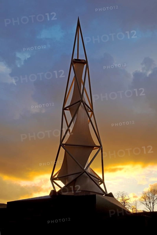Phaenomenta tower in front of dramatic sunset