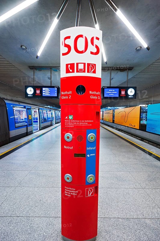 SOS pillar in the underground station Garching-Forschungszentrum
