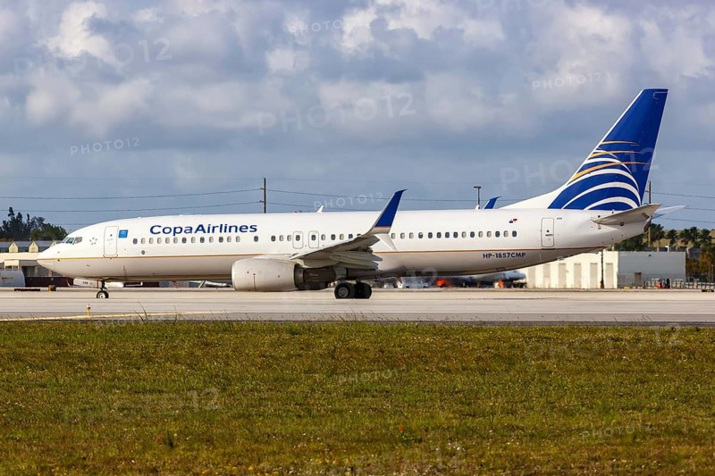 A Copa Airlines Boeing 737-800 aircraft with registration number HP-1857CMP at Miami Airport