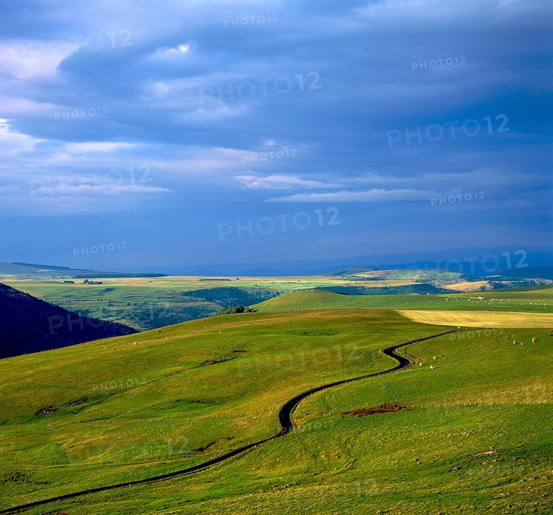 Road through hilly landscape