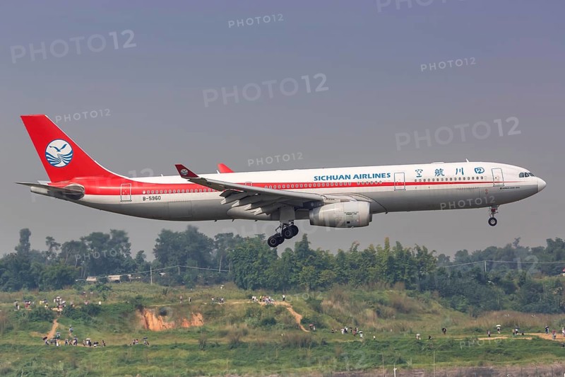 An Airbus A330-300 aircraft of Sichuan Airlines with registration number B-5960 at Chengdu airport