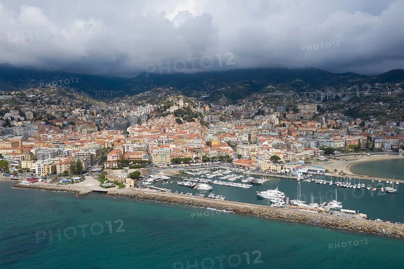 Aerial view Sanremo with harbour