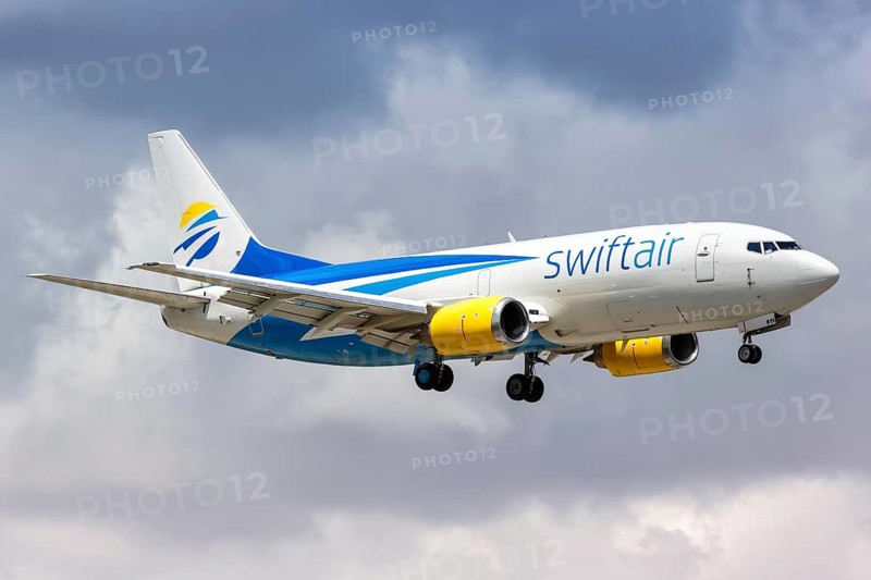 A Swiftair Boeing 737-300SF aircraft with registration number N811TJ lands at Miami Airport