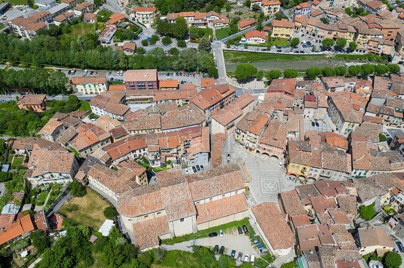 Aerial view of the mountain village Sospel at an altitude of 350 m at the river Bevera at the edge of the Mercantour National Park at the French branch of the Tendebahn