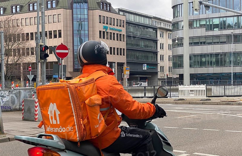 Food delivery service Lieferando in the city center