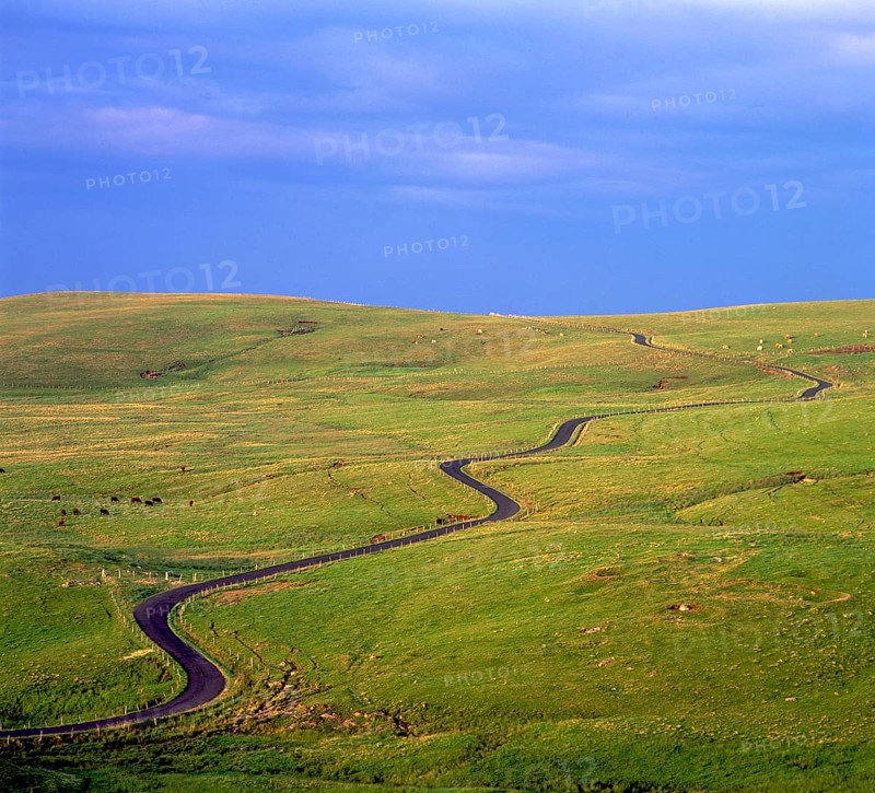 Road through hilly landscape
