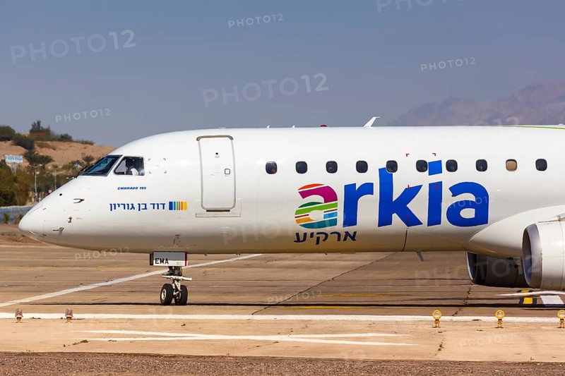 An Embraer 195 of Arkia with the registration 4X-EMA at Eilat Airport