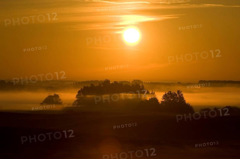 Sunrise with morning fog