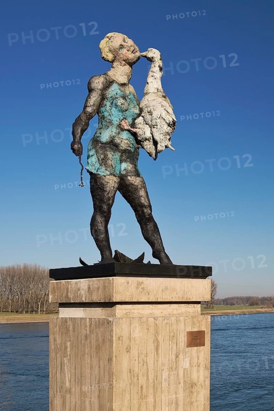 Sculpture Leda on the banks of the Rhine