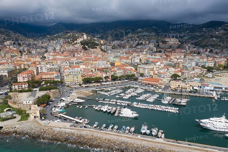 Aerial view Sanremo with bastion and harbour