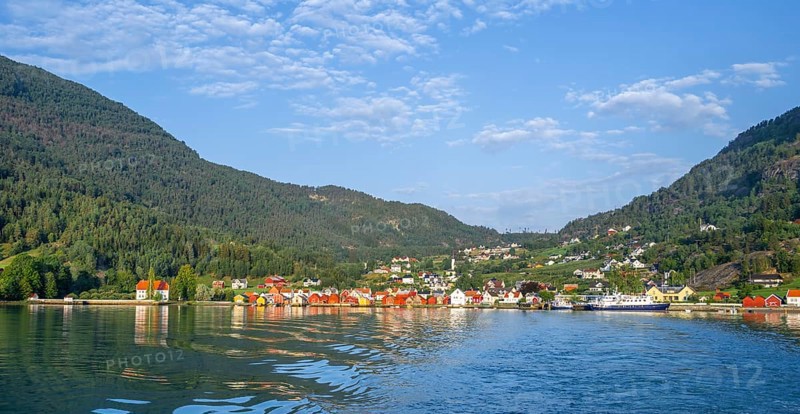 Colourful houses at the Lustrafjord