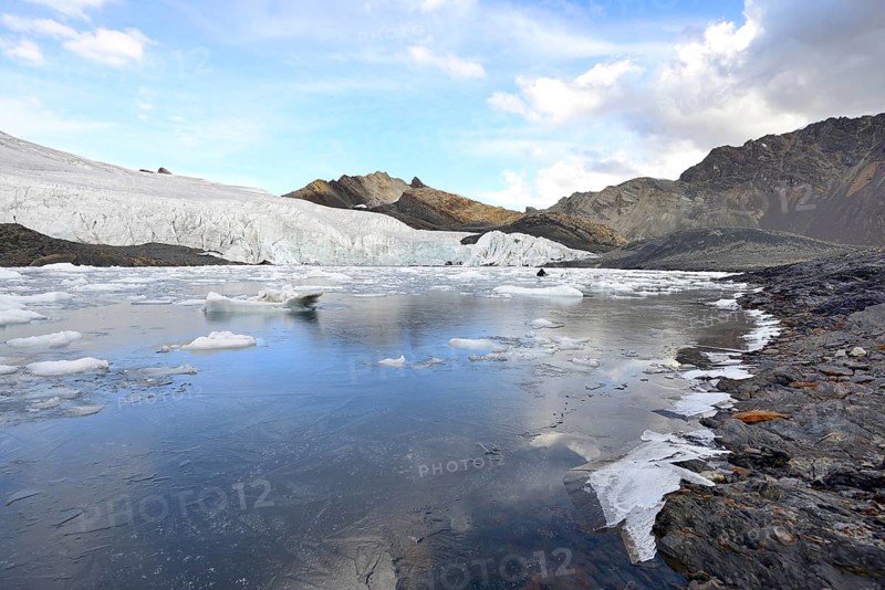 Frozen glacial lake