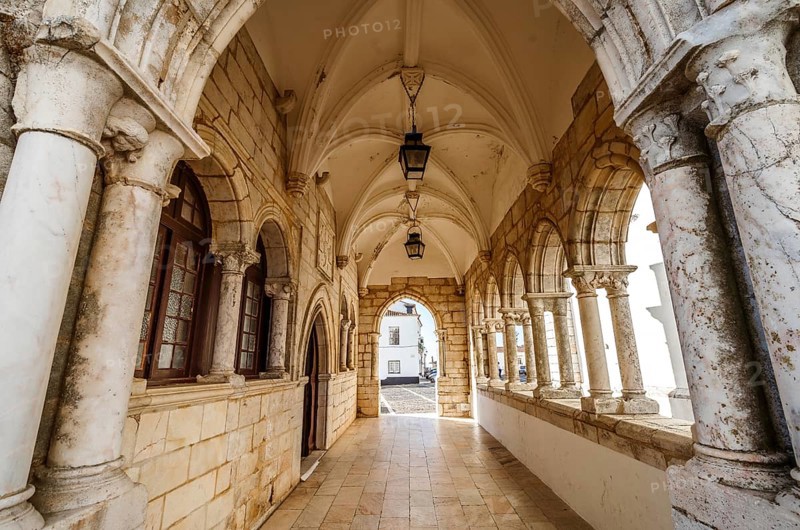 Medieval arcades next to Saint Mary church in Estremoz