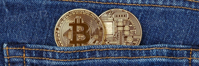 Bitcoin cryptocurrency online pay digital money cryptocurrency pocket economy finance text free space copyspace banner