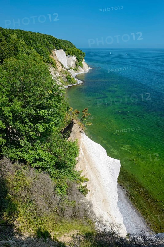 View of the chalk cliffs on the Baltic Sea