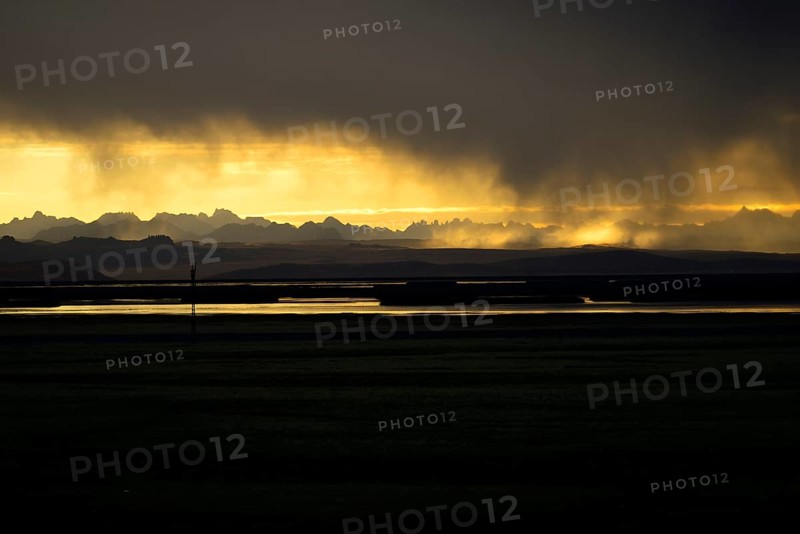 Central Cordillera at sunset and thundershowers