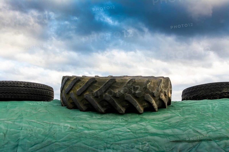 Plastic wrapped bales of straw