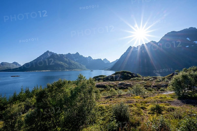 Fjord and mountains with peak of Jigravtind