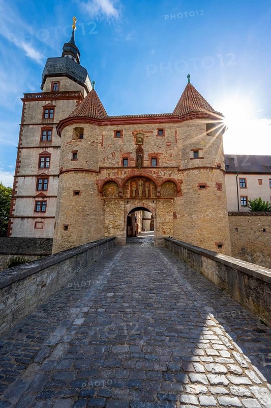 Entrance gate of the fortress Marienberg with Marienkirche