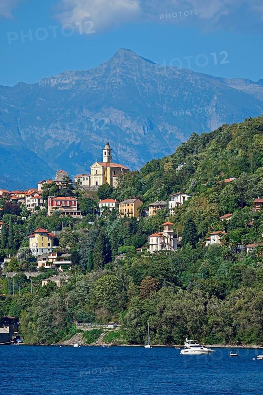 The town Pino sulla Sponda del Lago Maggiore and peak Pizzo di Vogorno
