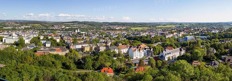 Panorama of the old town with St. John's church and town hall tower